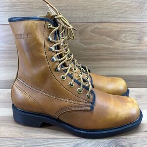Wolverine Durables Vintage Mens Work Boots 8.5 D Cognac Leather Lace Up